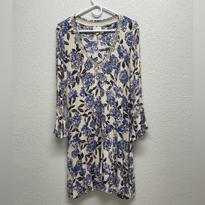 Shyanne Blue and Cream Floral Midi Dress